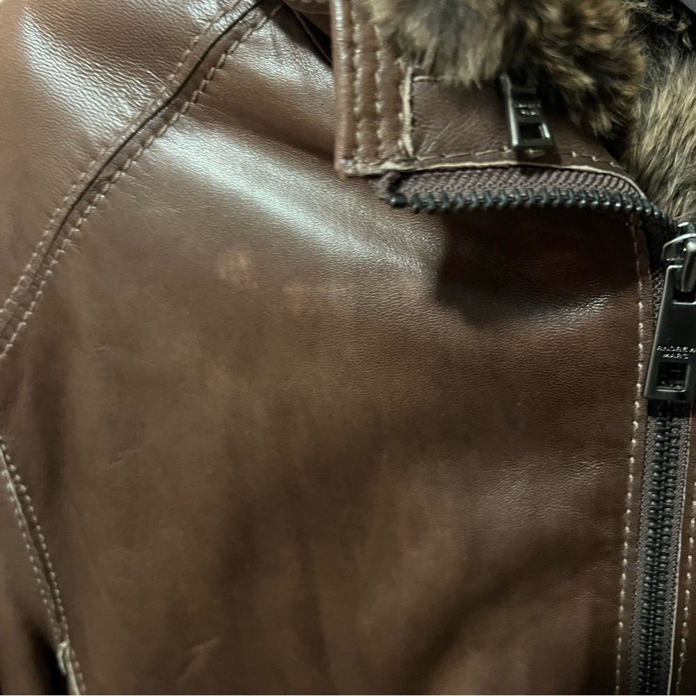 SOLD ! VTG ANDREW MARC Genuine Leather Rabbit Fur Thermolite Jacket - Picture 14 of 16